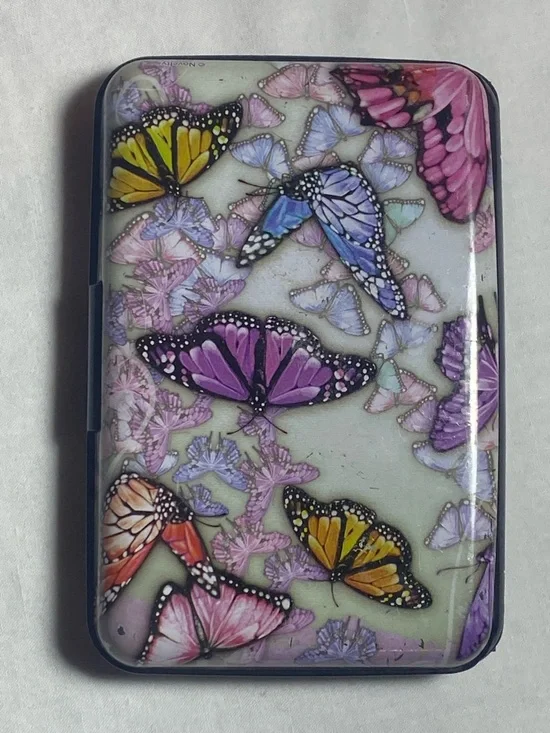 Butterfly Card Holder Wallet Organizer Accordion Case Floral Multicolor - Picture 2 of 9